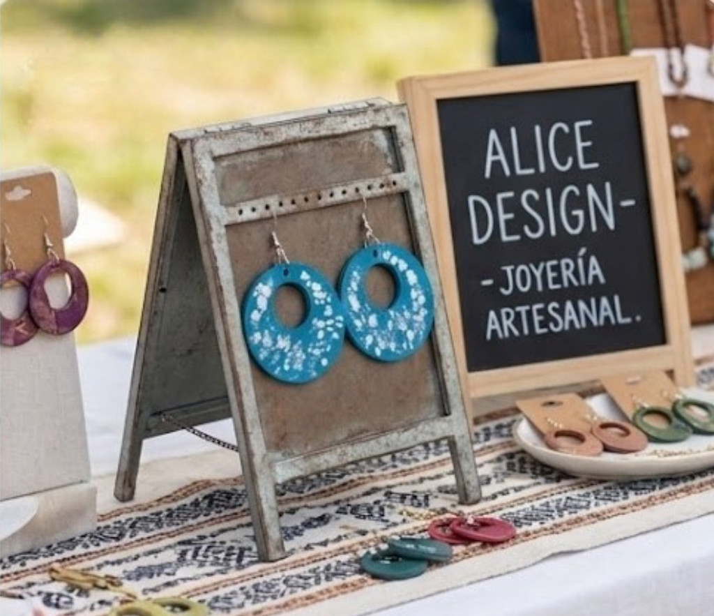 "Sea Sparkle" Handcrafted Earrings – Hand-Painted Recycled Wood