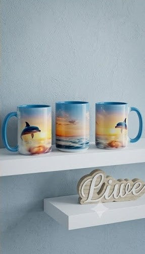 🌅 Ocean Sunset & Dolphin Mug – Moments of Calm in Every Sip