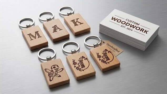 Custom Wood Keychain, Gift for Mom, Personalized Gift, Handmade USA Gift, Custom Keychain Gift, Wooden Key Fob