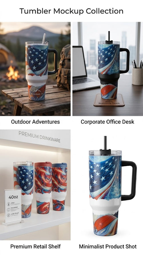 40oz American Flag Tumbler - Premium Patriotic Art Gift