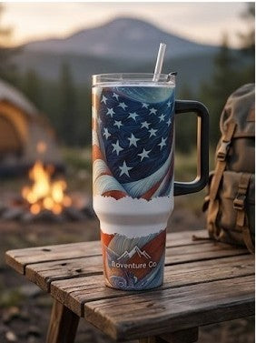 40oz Premium Tumbler – Patriotic Art in Every Sip