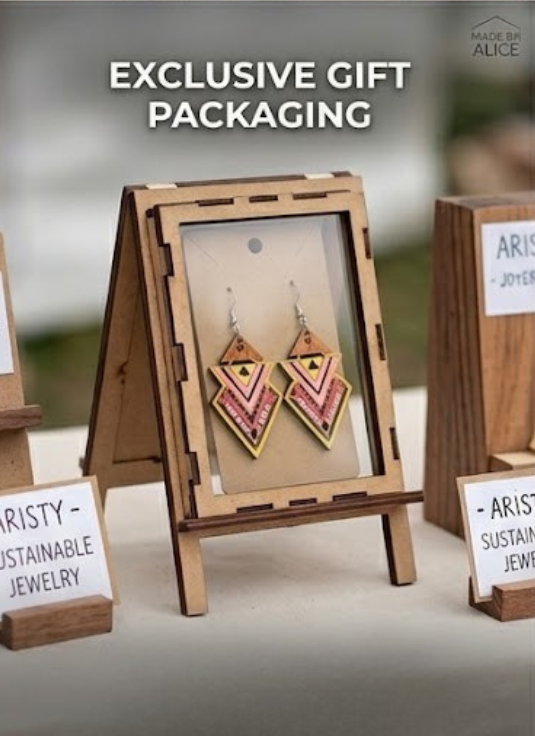 "Tribal Sunset" Hand-Painted Geometric Earrings: Recycled Wood Art – Limited Edition