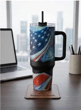 40oz Premium Tumbler – Patriotic Art in Every Sip