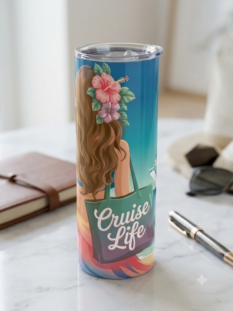"Cruise Life" Tumbler – Collectible Beach-Themed Design for Cruise and Sea Lovers