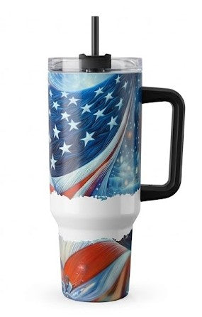 40oz Premium Tumbler – Patriotic Art in Every Sip