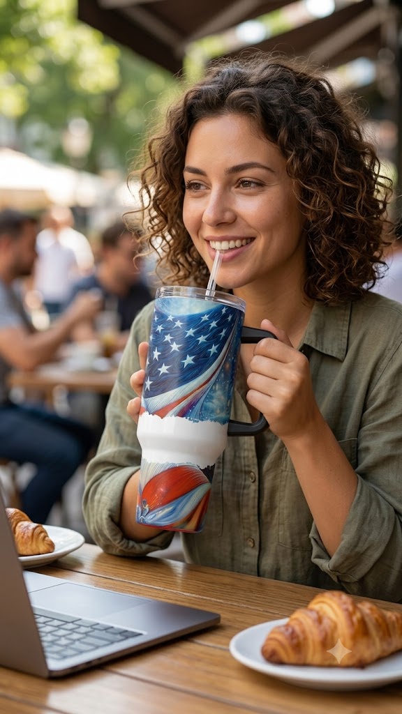 40oz Premium Tumbler – Patriotic Art in Every Sip