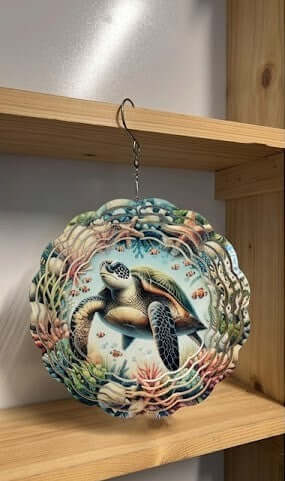 3D Sea Turtle Wind Spinner - 12-Inch Metal Kinetic Garden Art