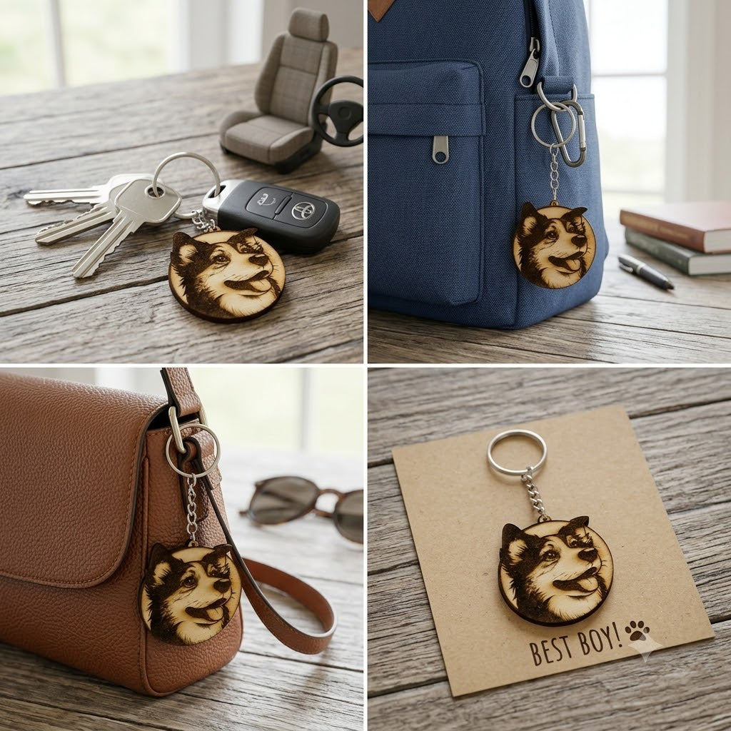 "Loyal Companion" Personalized Wooden Keychain – The Perfect Gift for Dog Lovers