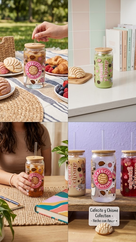 "Cafecito y Chisme" Glass Tumbler – Latina Collection | Alice Design Store