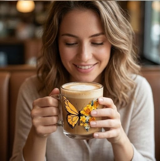 "Monarch in Spring" Premium Glass Mug
