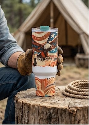 🦅 40oz "Wild Spirit" Tumbler: Patriotic & Western Edition
