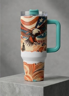 🦅 40oz "Wild Spirit" Tumbler: Patriotic & Western Edition