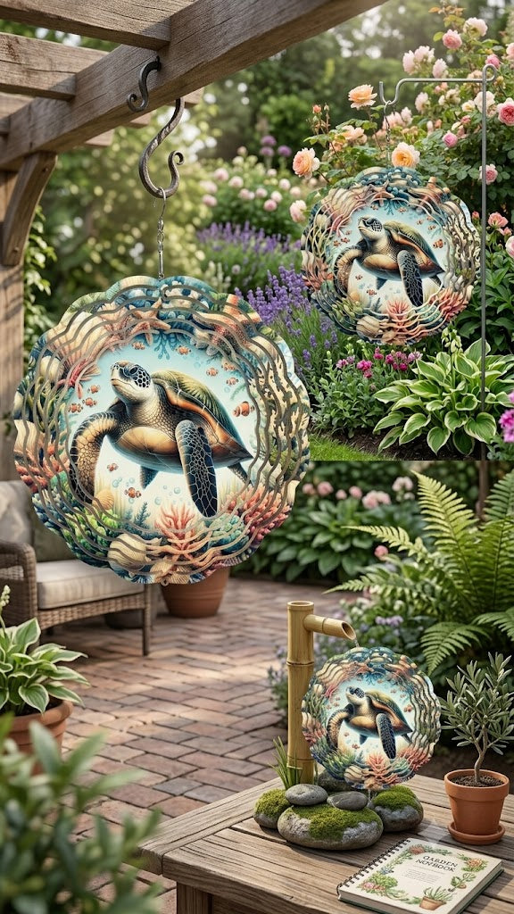 Sea Turtle Wind Spinner 3D — Kinetic Ocean Garden Decor | Unique Gift for Beach & Nature Lovers
