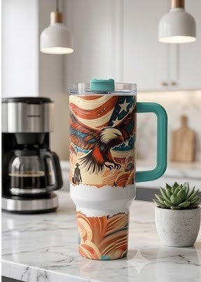🦅 40oz "Wild Spirit" Tumbler: Patriotic & Western Edition
