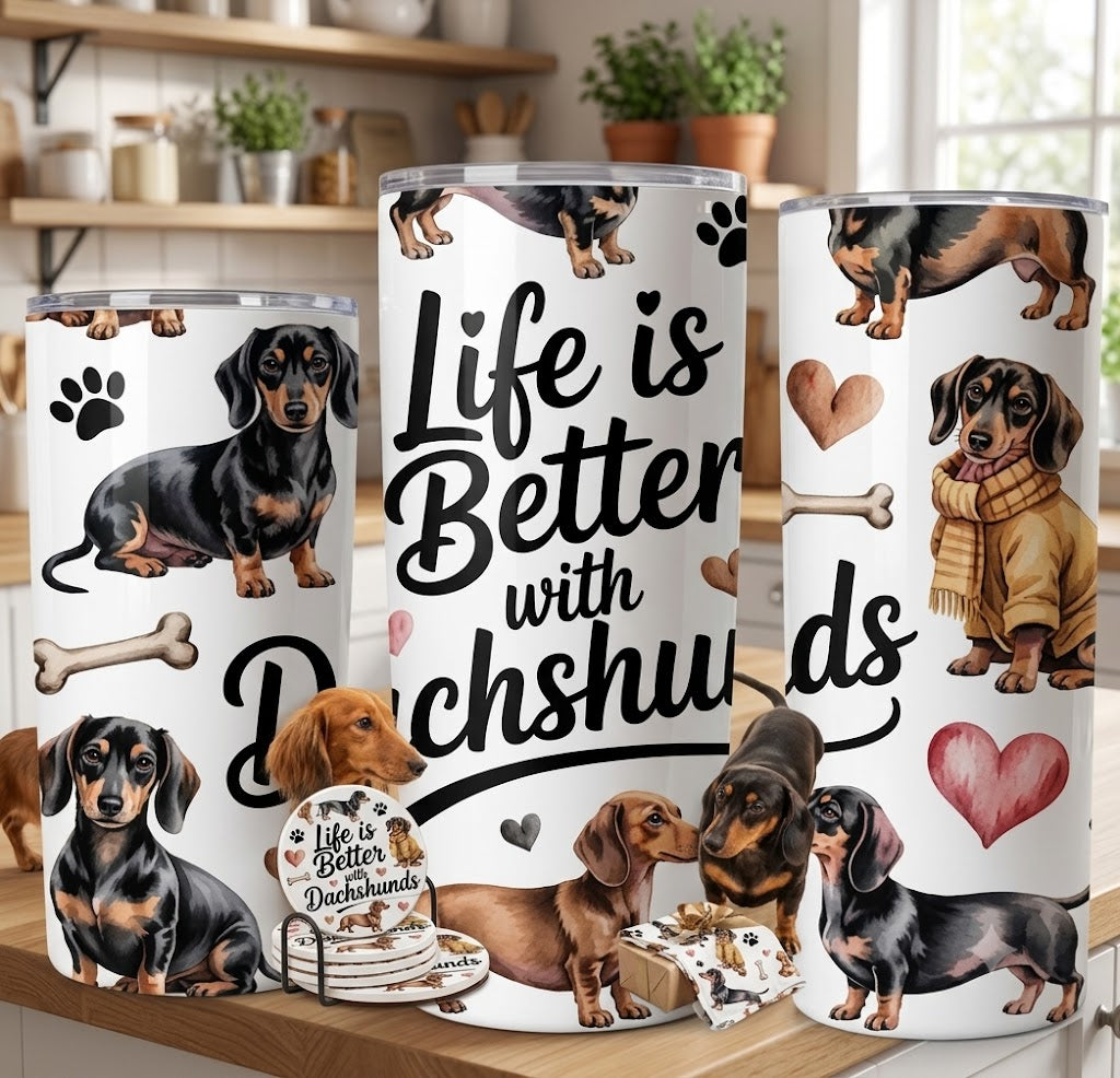 "Life is Better with Dachshunds" Insulated Tumbler 20oz – Dog Lover Special Edition