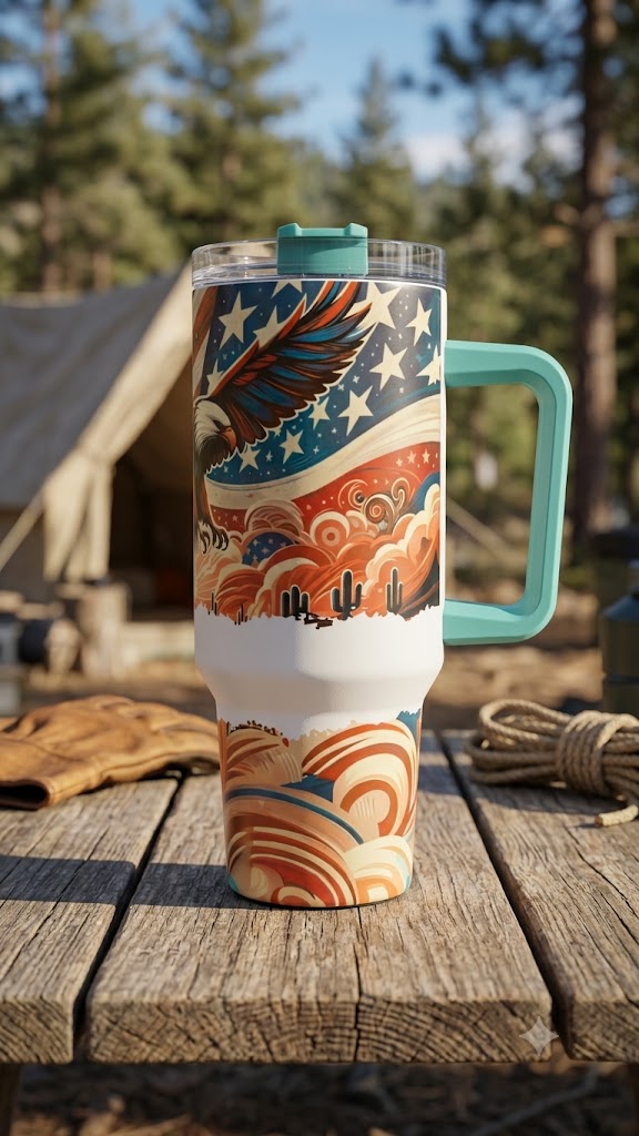 🦅 40oz "Wild Spirit" Tumbler: Patriotic & Western Edition