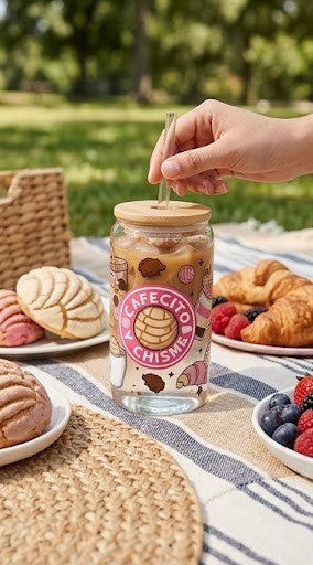 "Cafecito y Chisme" Glass Tumbler – Latina Collection | Alice Design Store