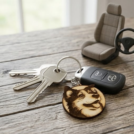 "Loyal Companion" Personalized Wooden Keychain – The Perfect Gift for Dog Lovers