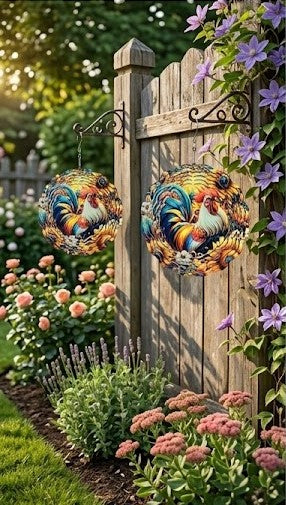 Rooster Wind Spinner 3D - Rustic Country Garden Decor with Sunflowers | Farmhouse Gift