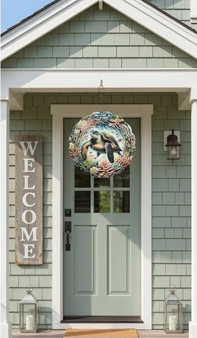 3D Sea Turtle Wind Spinner - 12-Inch Metal Kinetic Garden Art