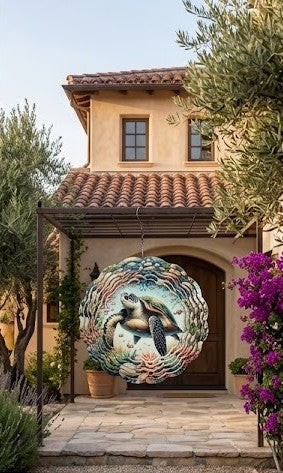 3D Sea Turtle Wind Spinner - 12-Inch Metal Kinetic Garden Art