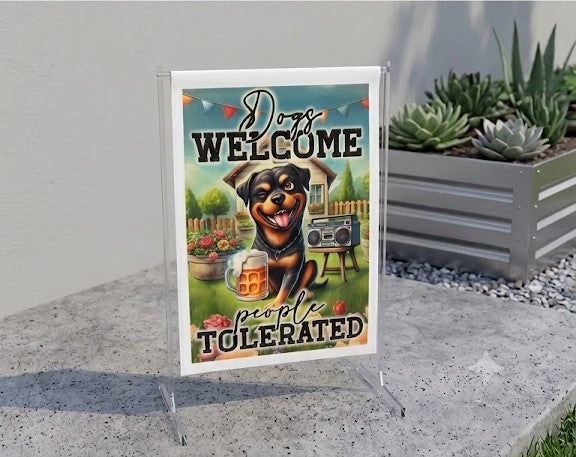 "Dogs Welcome, People Tolerated" Garden Flag | The official house rule! 🐾🍺