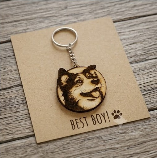 "Loyal Companion" Personalized Wooden Keychain – The Perfect Gift for Dog Lovers
