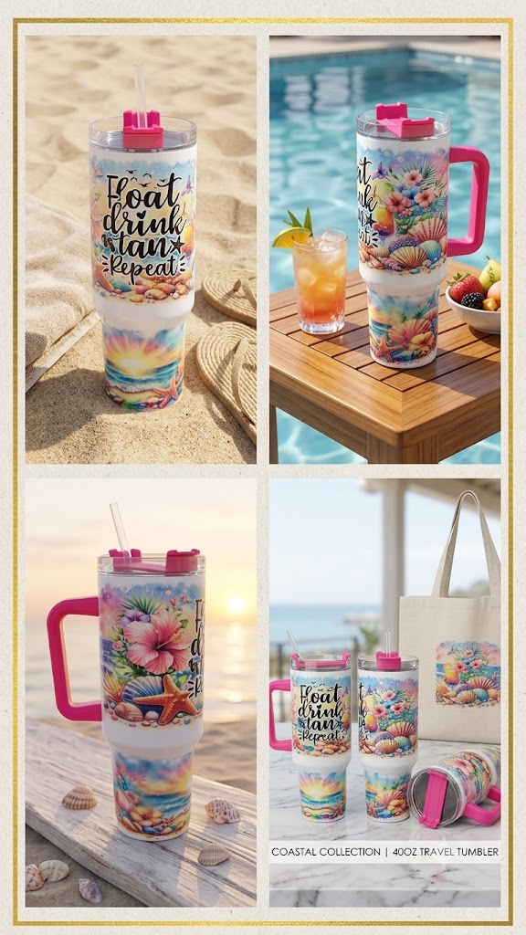 Summer in Your Hands! – Premium 40oz Tumbler "Float, Drink, Tan, Repeat"