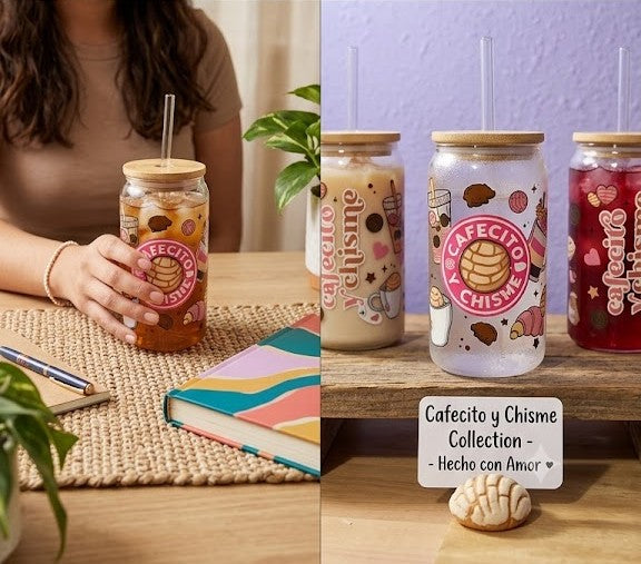 "Cafecito y Chisme" Glass Tumbler – Latina Collection | Alice Design Store