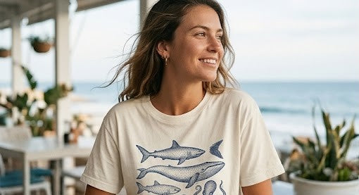 "Mysteries of the Ocean" T-Shirt – Chalk Etching Style / Vintage Nautical