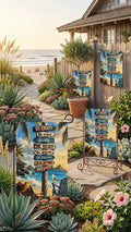 12x18 Beach Garden Flag with Stand Included – Retro Coastal Decor for Patio, Lawn, and Entryway