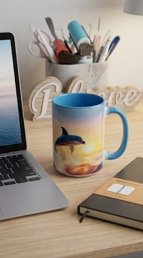 🌅 Ocean Sunset & Dolphin Mug – Moments of Calm in Every Sip