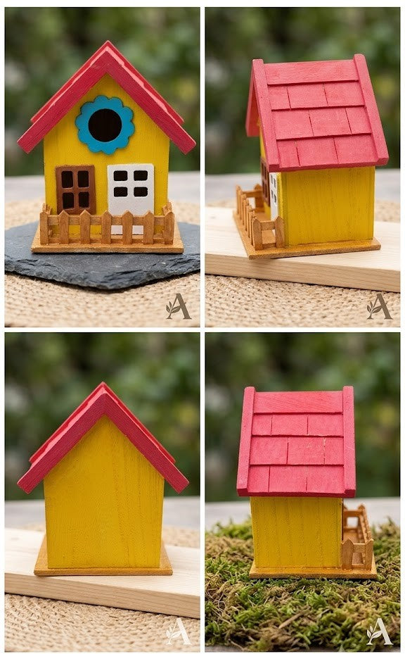 "Sunny Nest" Handcrafted Birdhouse – Hand-Painted Recycled Wood