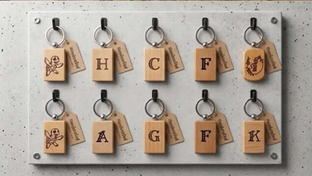 Custom Wood Keychain, Gift for Mom, Personalized Gift, Handmade USA Gift, Custom Keychain Gift, Wooden Key Fob