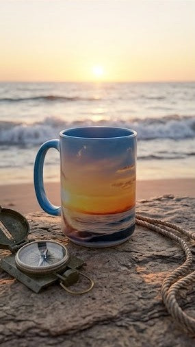 🌅 Ocean Sunset & Dolphin Mug – Moments of Calm in Every Sip
