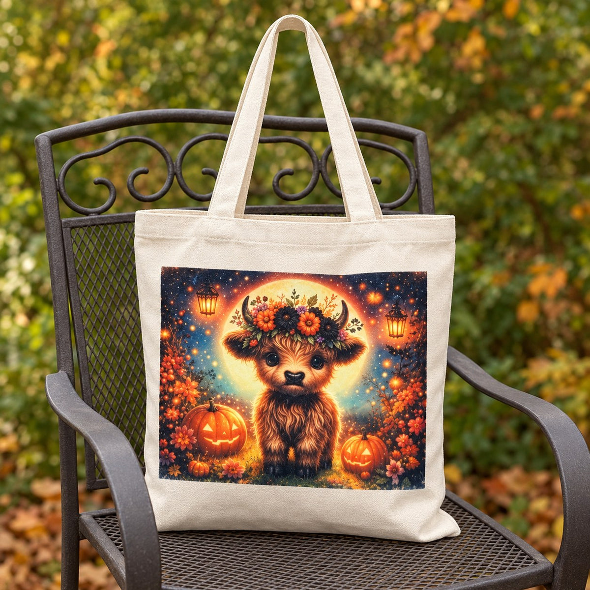 Cozy Highland Cow Autumn Tote Bag
