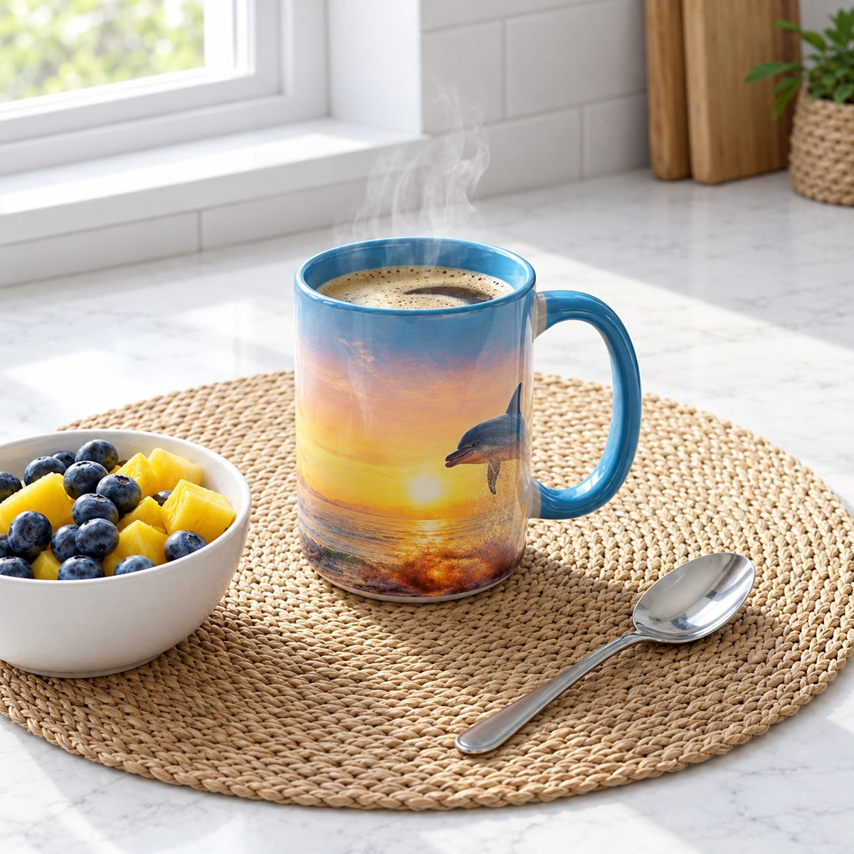 Ocean Sunset Dolphin Mug 15oz