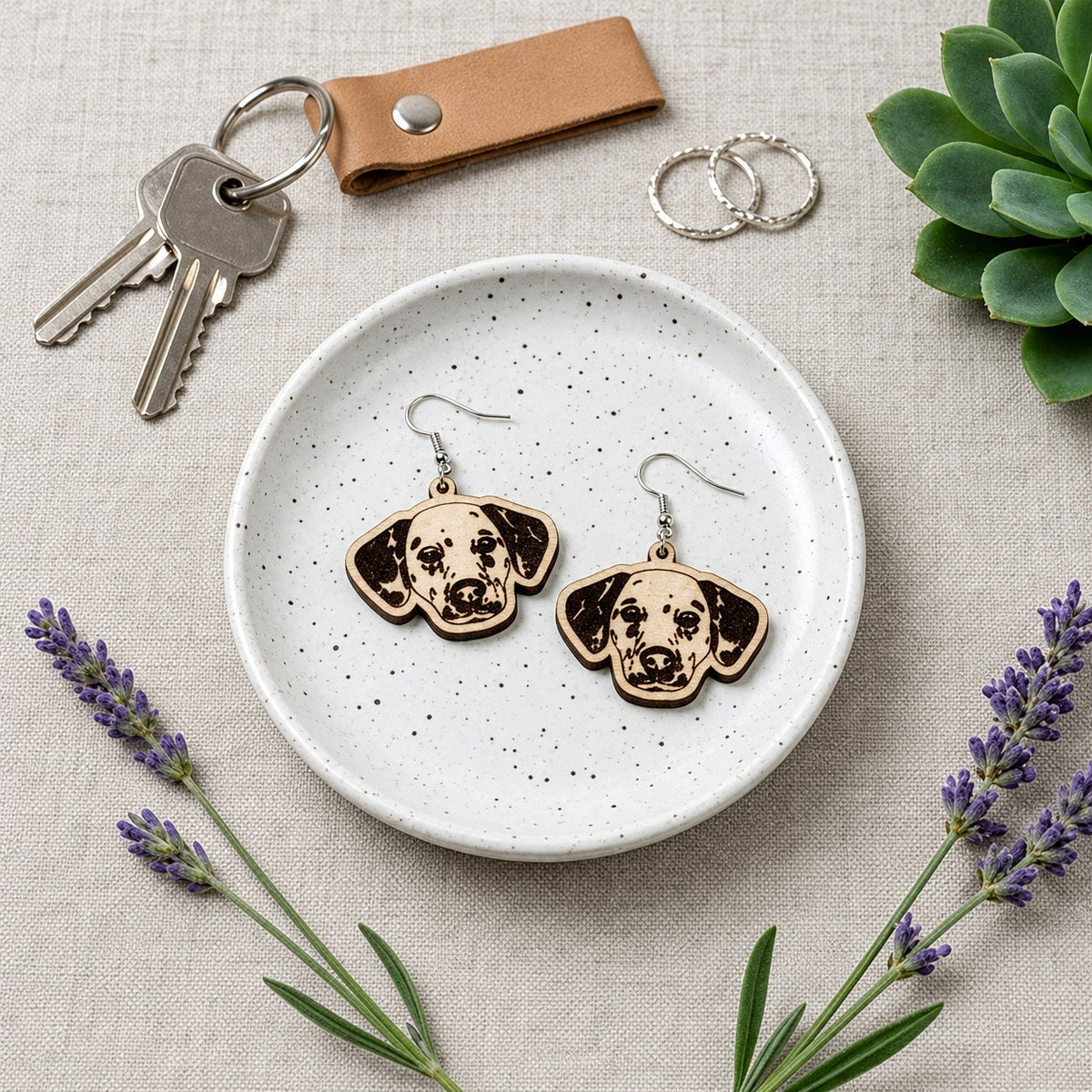 Personalized Dalmatian Wooden Earrings