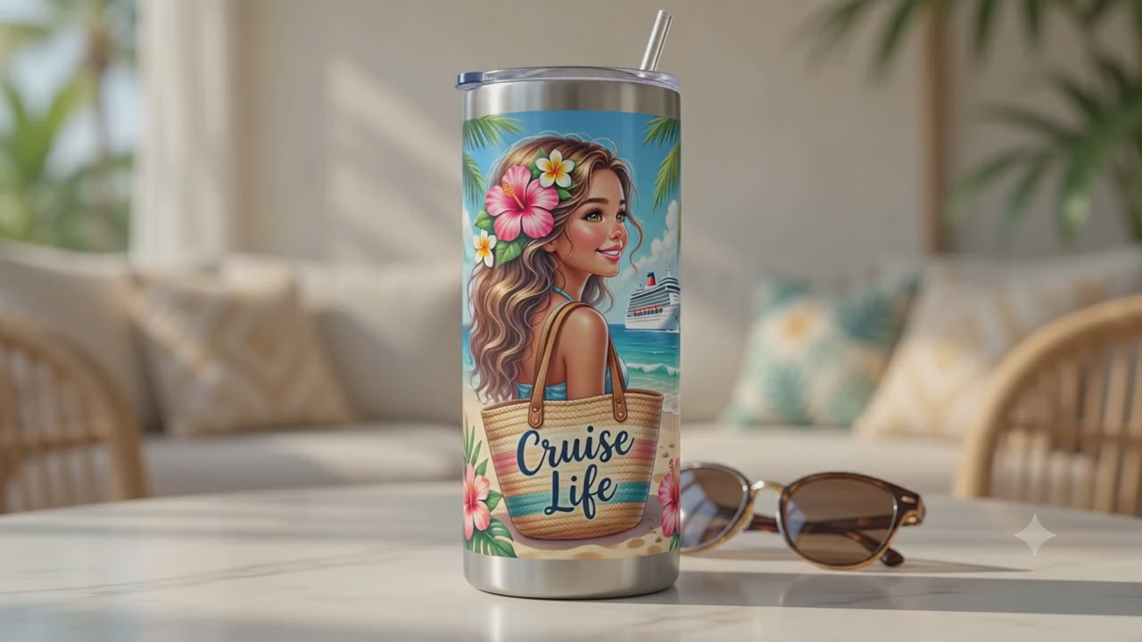 "Cruise Life" Tumbler – Collectible Beach-Themed Design for Cruise and Sea Lovers