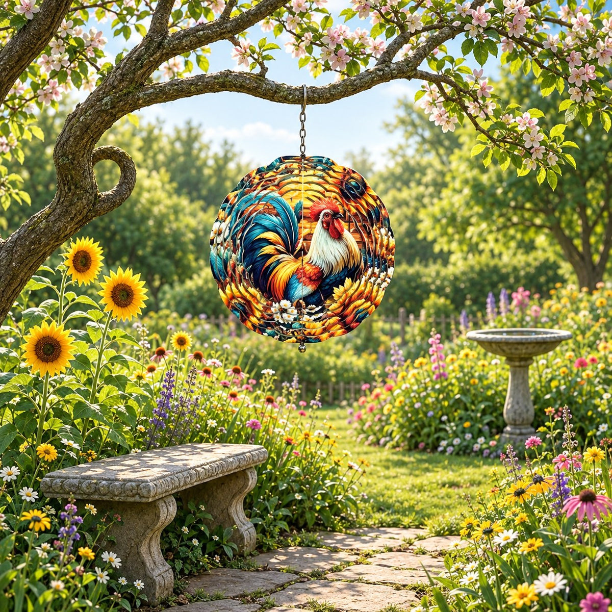 Rustic Rooster 3D Wind Spinner