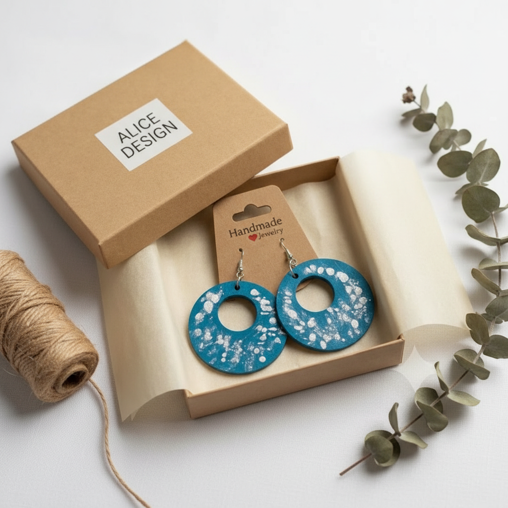 Sea Sparkle Wood Earrings — Imagen cuadrada 1:1